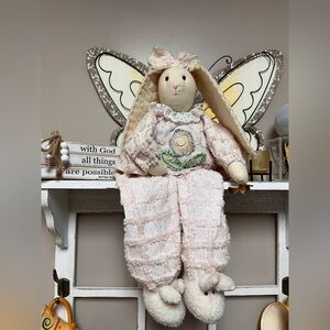 Adorable Pink plush bunny shelf sitter